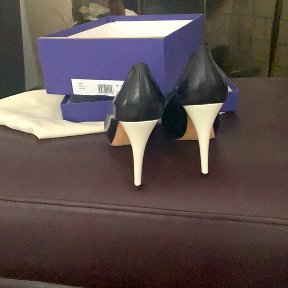 BRAND NEW Stuart Weitzman Black Kid Vamp platform peep toe two toned pumps - Picture 5 of 14